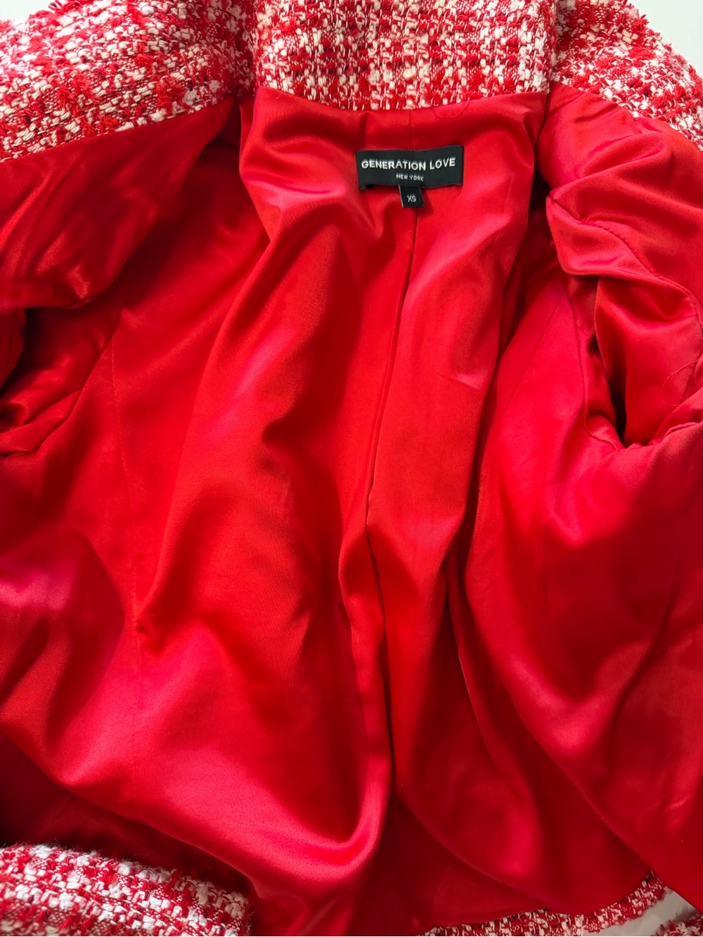 Generation Love Red Tweed Satin-Lined Jacket and skirt - Picture 2 of 7